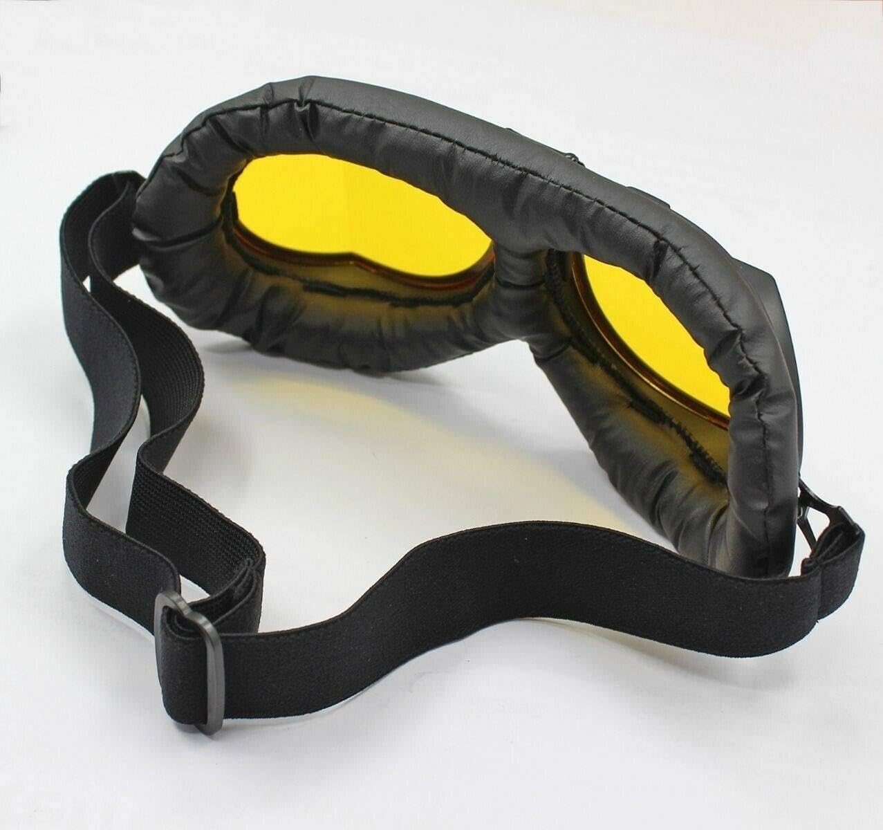 TDR Vintage Aviator Pilot GOGGLES - Vintage Protective Gear for Skiing, Motorcycle and Scooter, Adjustable UV Protection Anti-Fog Safety Goggles for Adults and Teens, Multiple Colours (Yellow Lens) image number 2