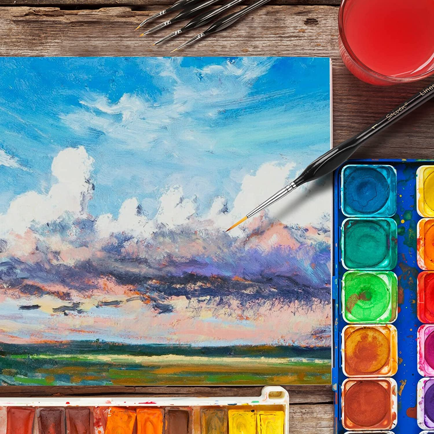 Miniature Detail Paint Brush Set-12Pcs Micro Professional Fine Oil Paint Brushes with Storage Bag, Watercolor Face Painting Brushes Set for Acrylic,Oil,Watercolor,Face,Scale Model Painting (Black) image number 2