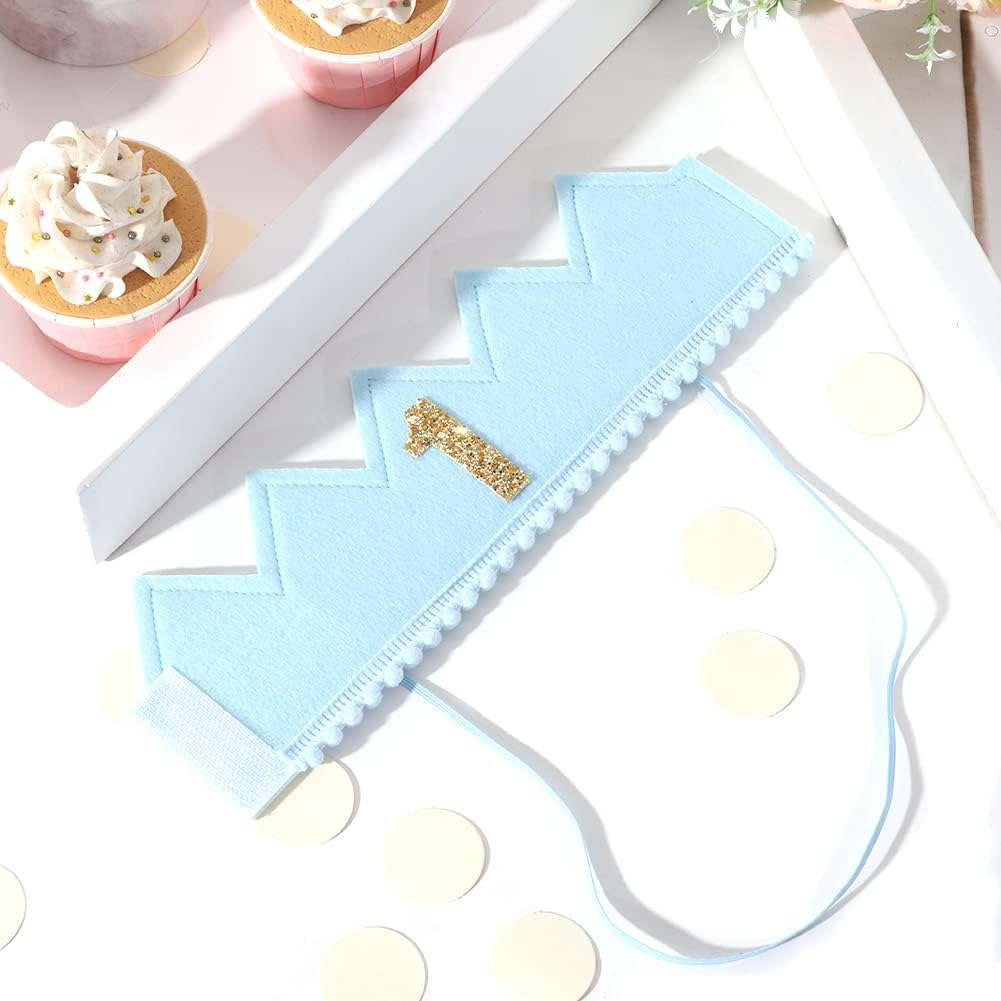 Baby Boys Birthday Crown - Birthday Blue Felt Hat,Birthday Hats for Kids, Boys 1St Birthday Crown, Small image number 3