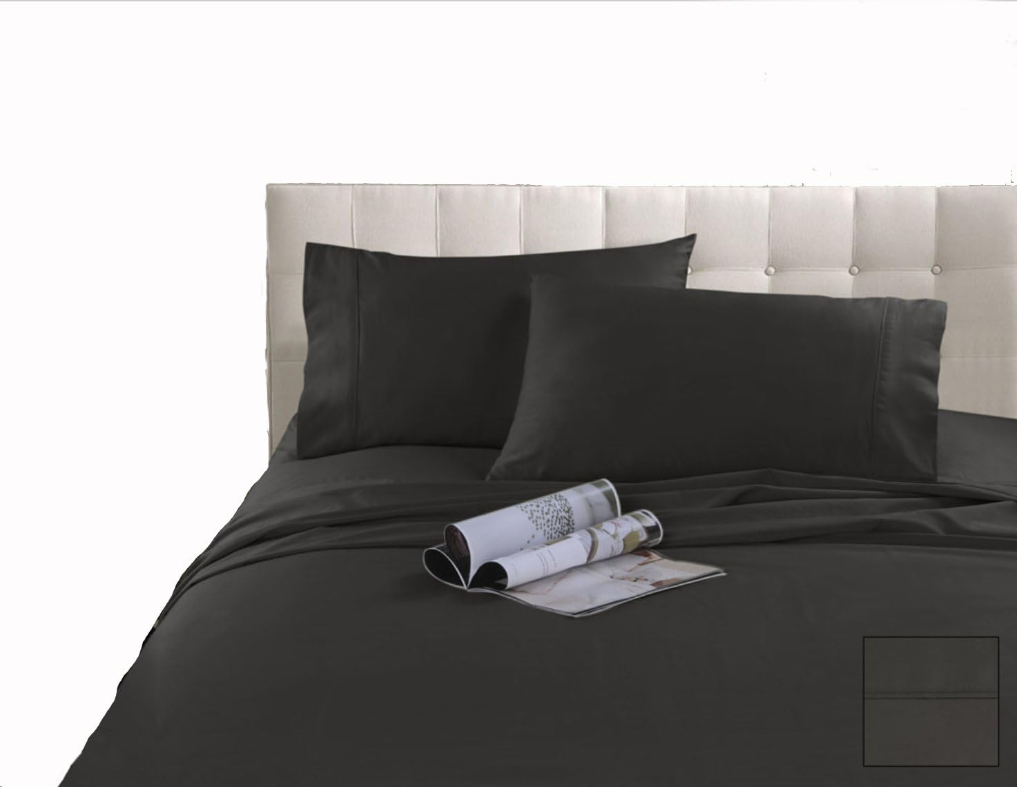 Kingtex 300 Thread Count Hotel Quality Cotton Sateen Sheet Set, Single, Charcoal