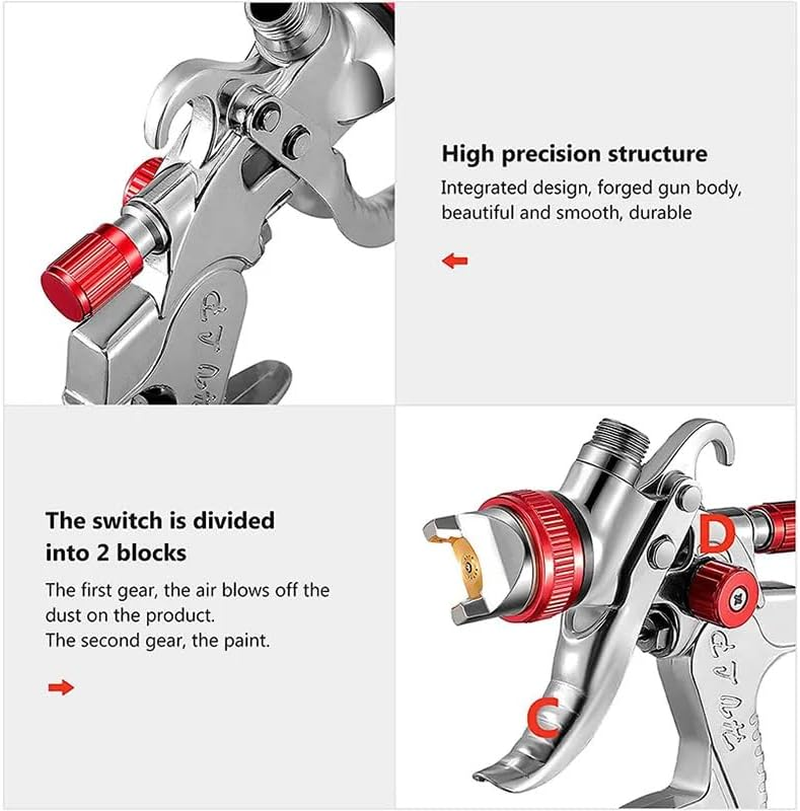 HVLP Spray Gun Paint Gun Auto Paint Air Spray Gun Kit Gravity Feed Car Primer image number 5