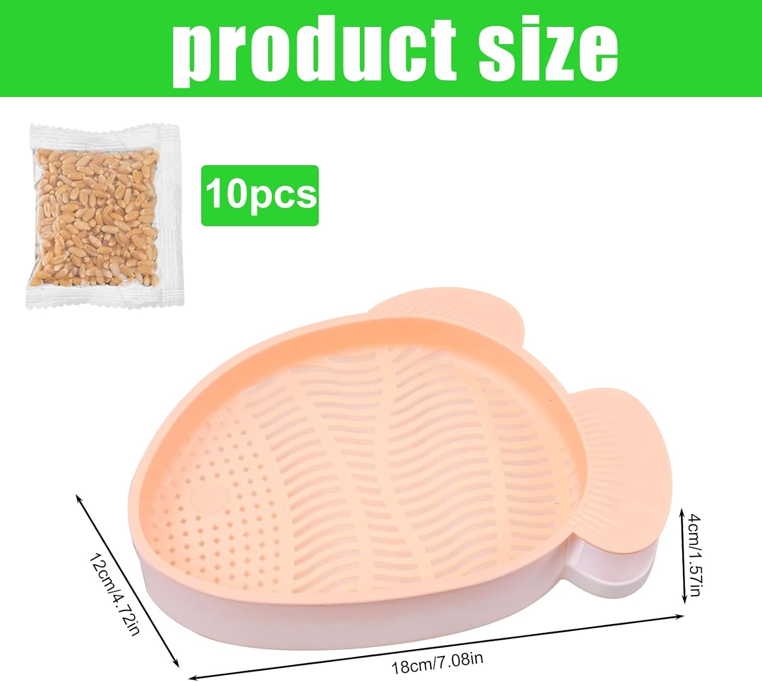 HOMURY Fish Shape Cat Grass Tray Growth Set: 2 Pieces Plastic Comfortable Cat Grass Case, Hydroponic Cat Grass Box with 10 Bags Seed, Cat Grass Germination Tray for Cats Pets image number 4