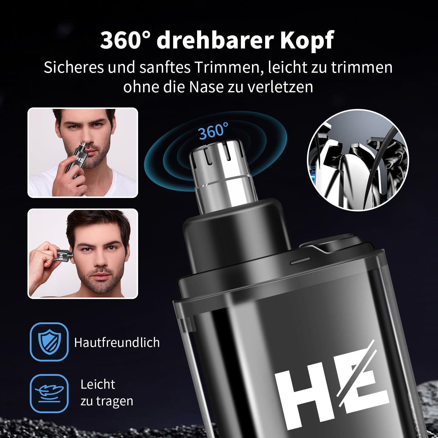 HIENA Pro Fessionelles Hair Cutting Set for Men, Cordless Barber Cutting Set and Trimmer Set, USB Rechargeable Electric Beard Trimmer & Nose Hair Trimmer Set, Foil Shaver & Men'S Face Care image number 2