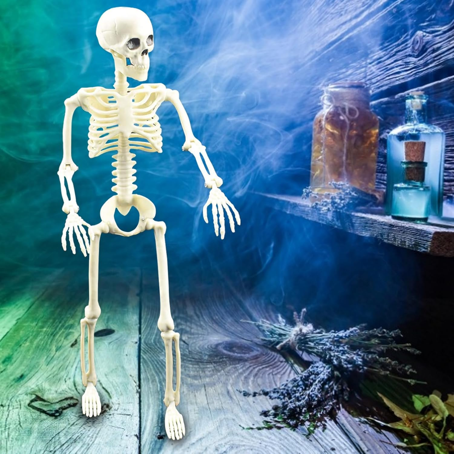 Posable Skeleton, Human Skeleton Model with Posable Movable Joints, Figure for Halloween Props Spooky Party Decoration image number 2
