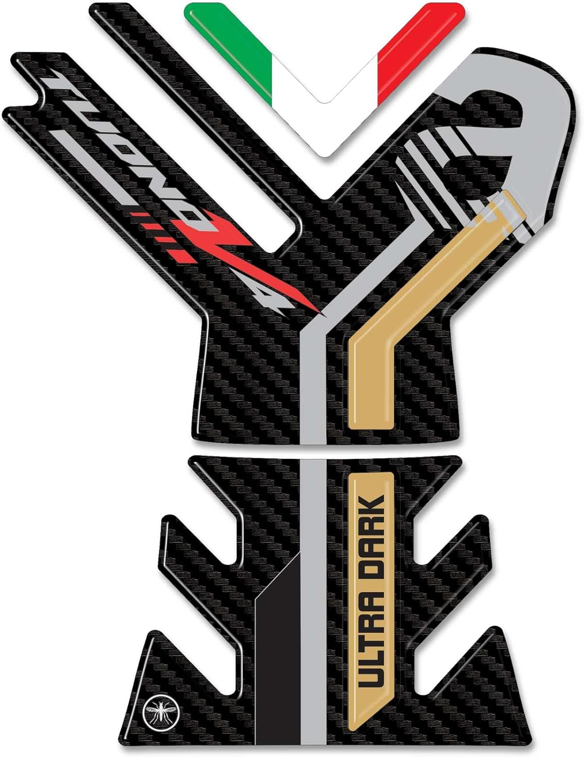 Labelbike - Sticker 3D Motorcycle Tank Pad Protection and Decoration in Resin Compatible with Aprilia Tuono V4 1100 2021-2025 - Color Carbon Black Grey Gold Red - Red image number 4