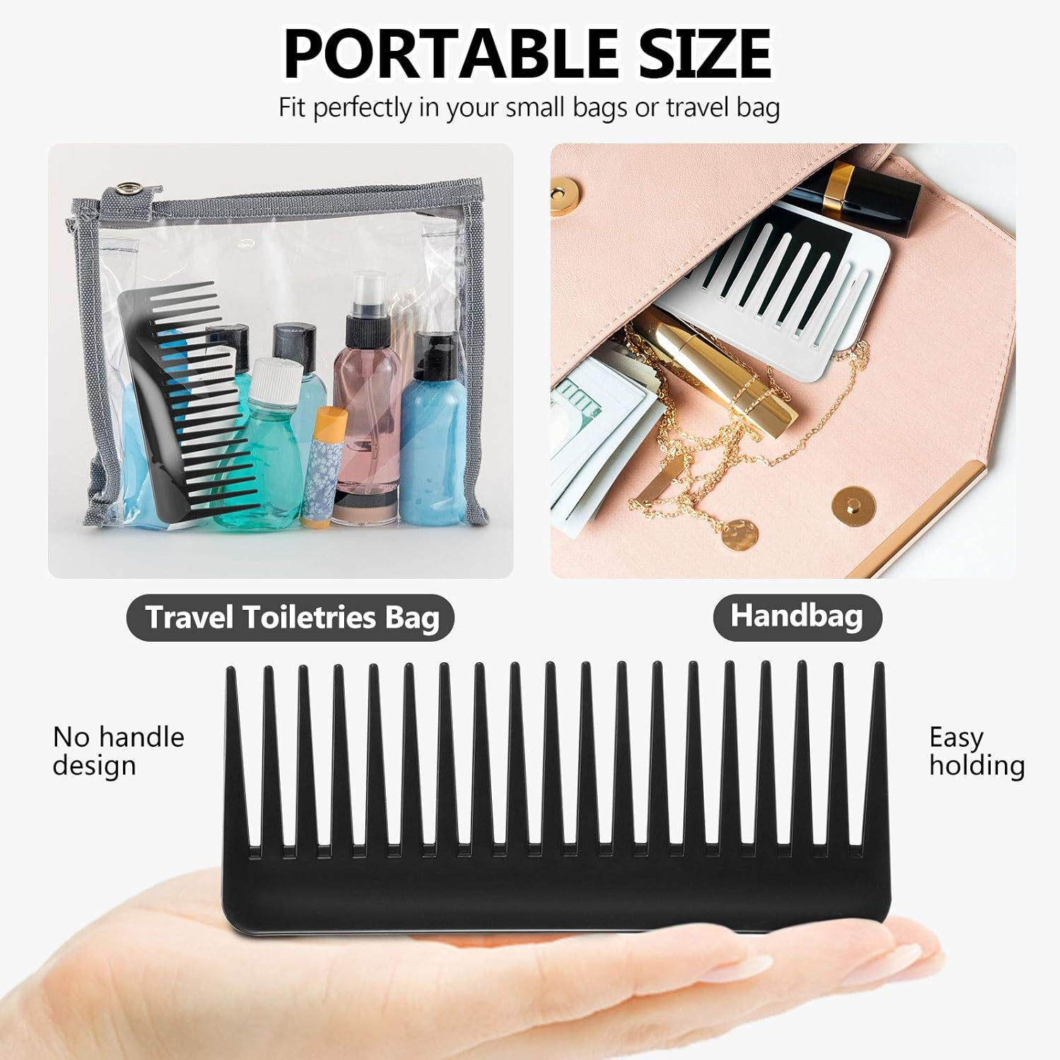 Patelai Large Hair Detangling Comb Wide Tooth Comb for Curly, Long, Wet or Dry Hair, No Handle, Anti-Static, Plastic, Unisex, White