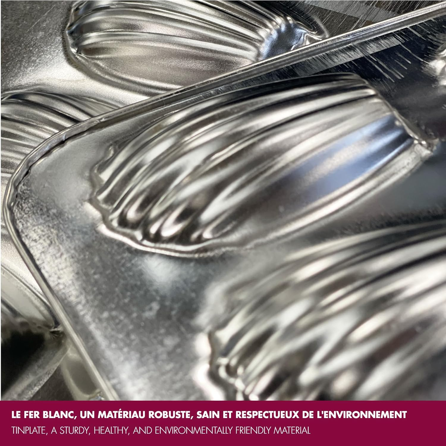 Gobel 2499 12 Count Heavy Tinned Steel Madeleine Sheet Pan, Made in France Silver 15.5 X 7.875 Inch, Tin image number 3