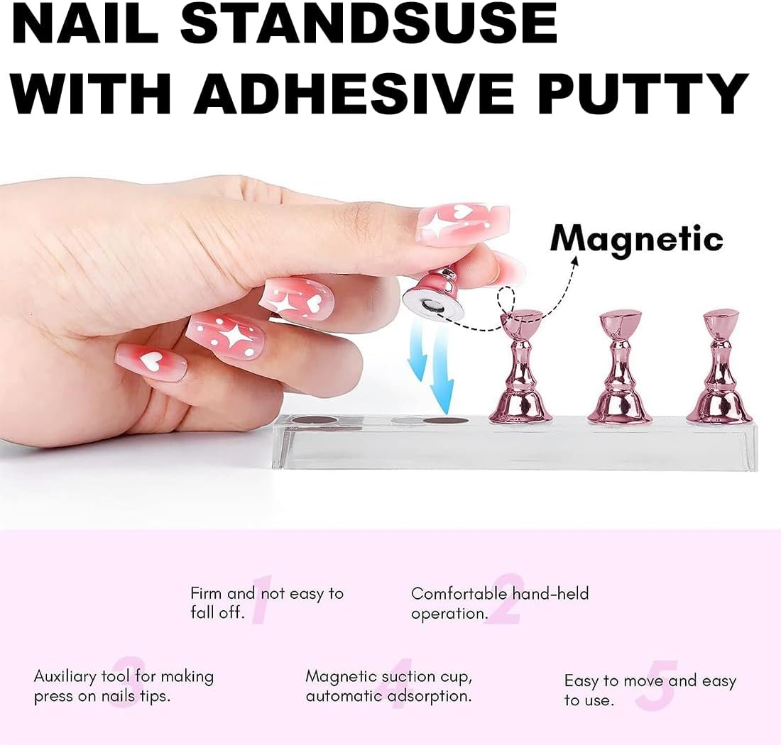 KEMUZ Nail Stand, Nail Accessories, Set of 3, Magnetic Nail Practice Stand with Holder for Nail Tips for Easy Manicure, Practical Manicure Set for Beginners and Professionals at Home or in the Salon image number 3