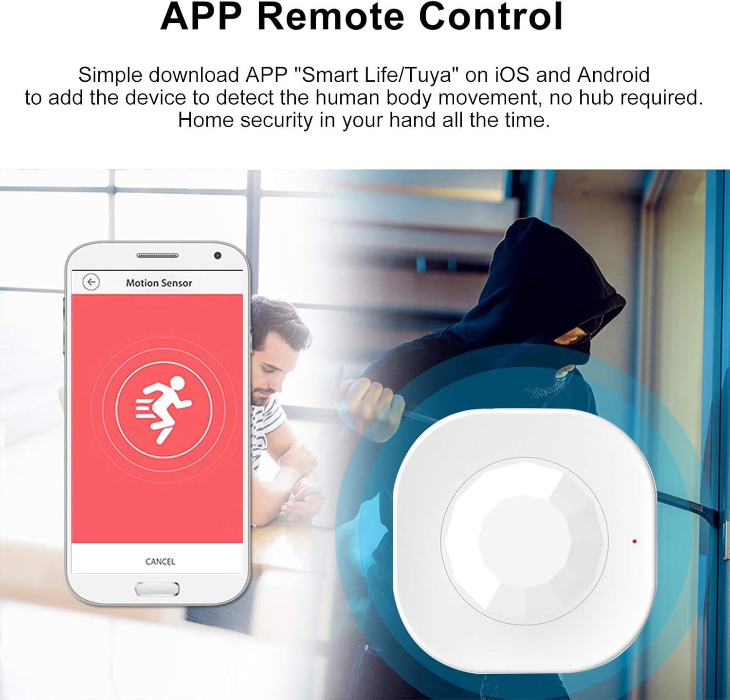 Wifi Motion Sensor,Wifi PIR Motion Sensor Wireless Passive Infrared Detector Security Burglar Alarm Sensor Tuya Smart APP Control Smart Home image number 1