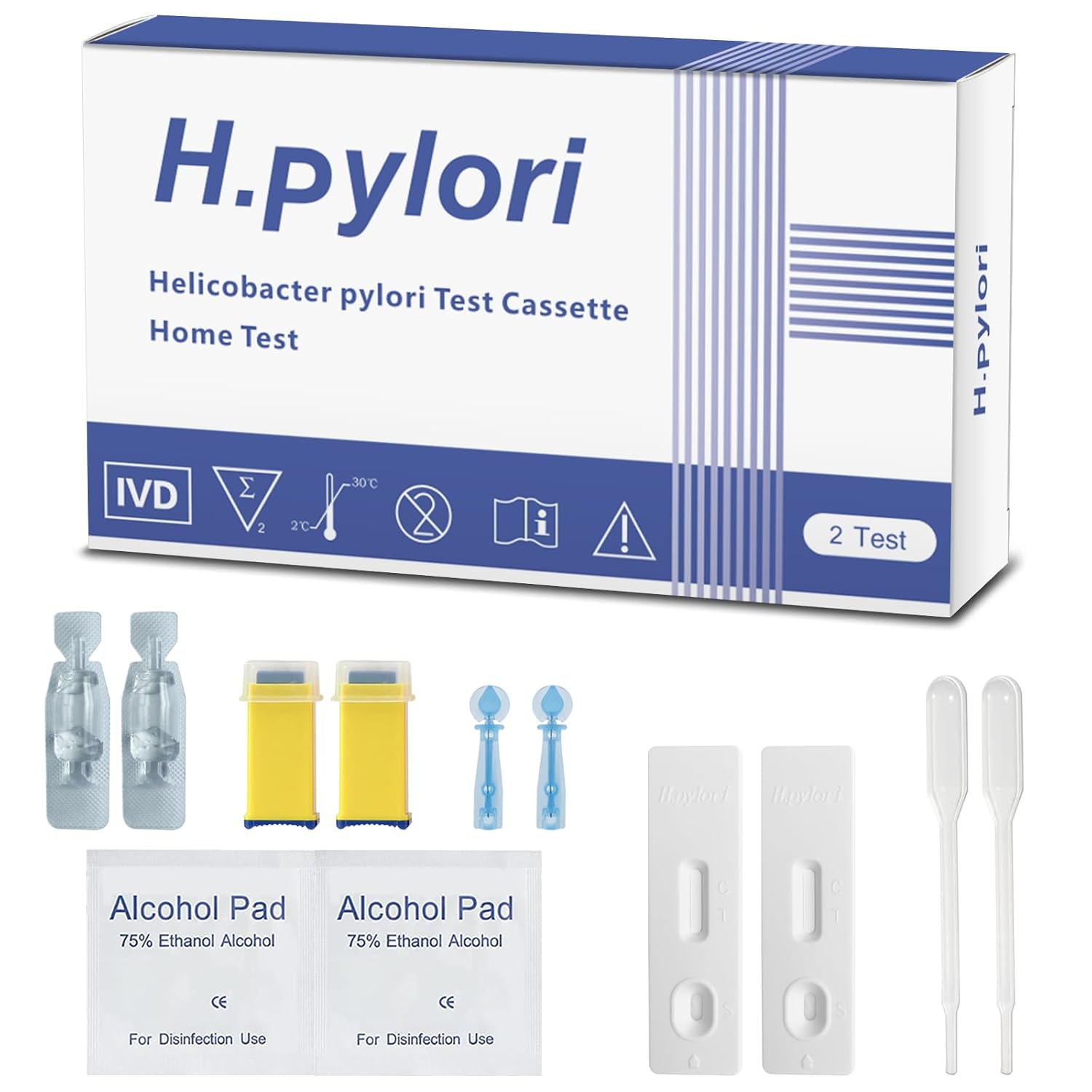 Helicobacter Pylori (H. Pylori) Home Test Kit - Fast and Accurate, 2 Tests Included, Self-Test at Home, Results in 10-15 Minutes, No Lab Visit Required &mdash; Model #11 image number 1
