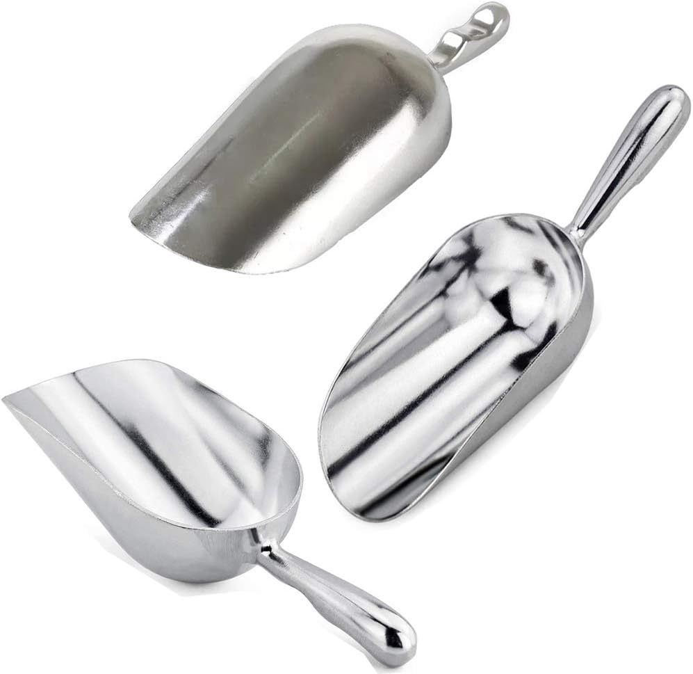 Ice Cube Endurance Scoop, Cast Aluminum Shovel Scoops Kitchen Utility Scoops Set Contoured Handle, Ideal for Ice Cube Coffee Bean Food Candy Flour Popcorn Rust Free, Solid & Dishwasher Safe - 12 Oz image number 4