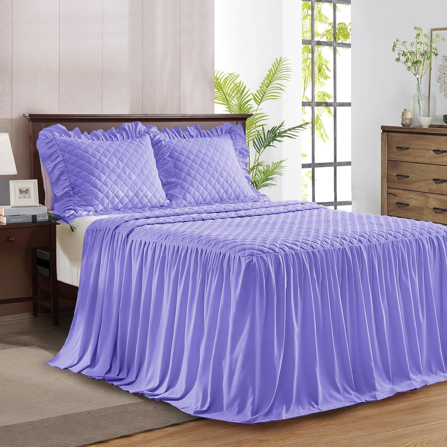 UOZZI BEDDING Ruffled Bedspread Skirt Set URCQ05-Q