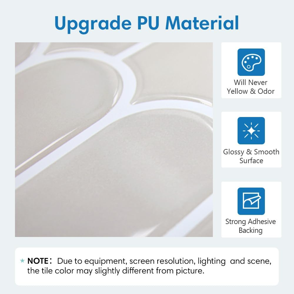 COMSTICKC Thicker Beige Peel and Stick Tile,10 Sheets of 12''X12'', 3D Fish Scale Peel and Stick Backsplash Tile Stickers Vinyl Backsplash Kitchen Bathroom Waterproof Removable - Fish Scale - Pink image number 2