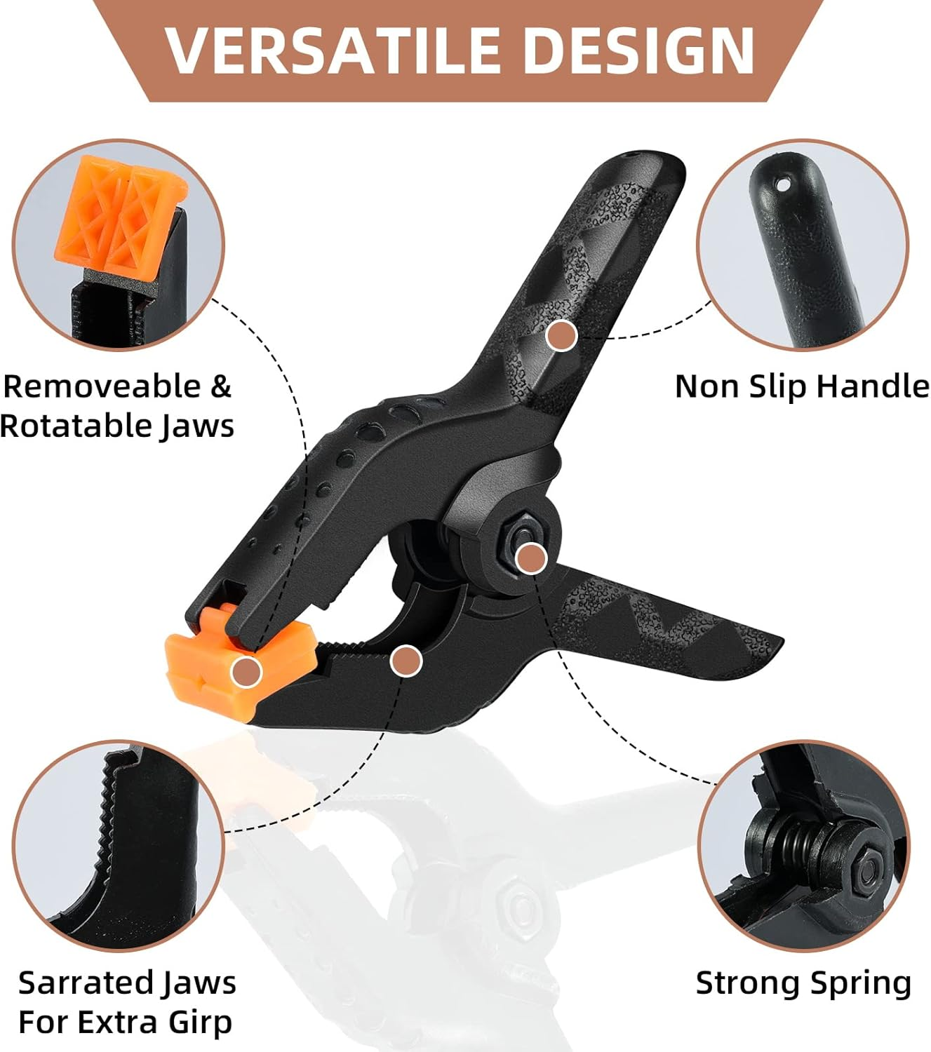 16 Pack Spring Clamps - 3.5 Inch Small Clamps for Backdrop Stand, Heavy Duty Clamps, Plastic Clips for Crafts and Backdrop Clips Clamps - Backdrop Clamps for Crafts, Woodworking, Photography, Outdoor image number 1