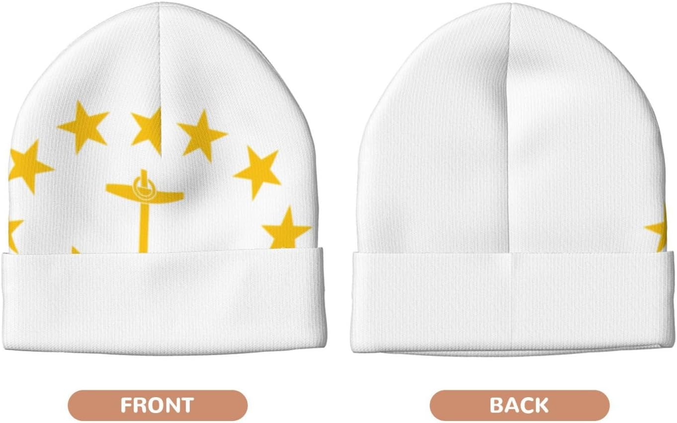 Edwal Rhode Island State Flag Print Womens Knit Beanie Hat Warm Winter Hats for Women Men Soft Cuffed Beanie Hat Unisex Black, Black, One Size image number 5