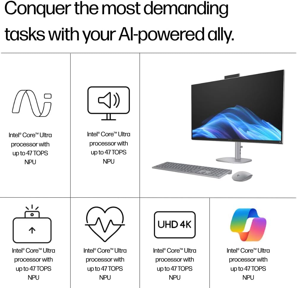 HP Omnistudio X All-In-One Desktop PC, 32" 4K IPS Display, Intel Core Ultra 7 Processor, Intel Arc Graphics, 16GB DDR5 RAM, 1TB SSD, Windows 11 Home, 5MP IR Camera, B&O Audio, BD0R6PA image number 1