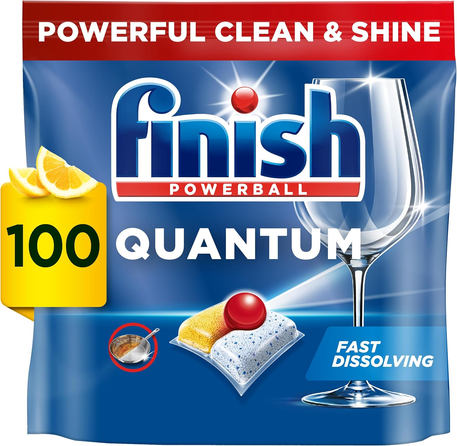 Finish Powerball Quantum Dishwasher Tablets, Lemon Sparkle, 100 Tablets image number 3
