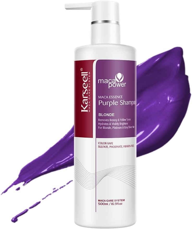 Karseell Purple Shampo Neutralises Brass and Yellow Tones for Blonde Silver Grey Hair, 16.90 Oz 500Ml image number 5