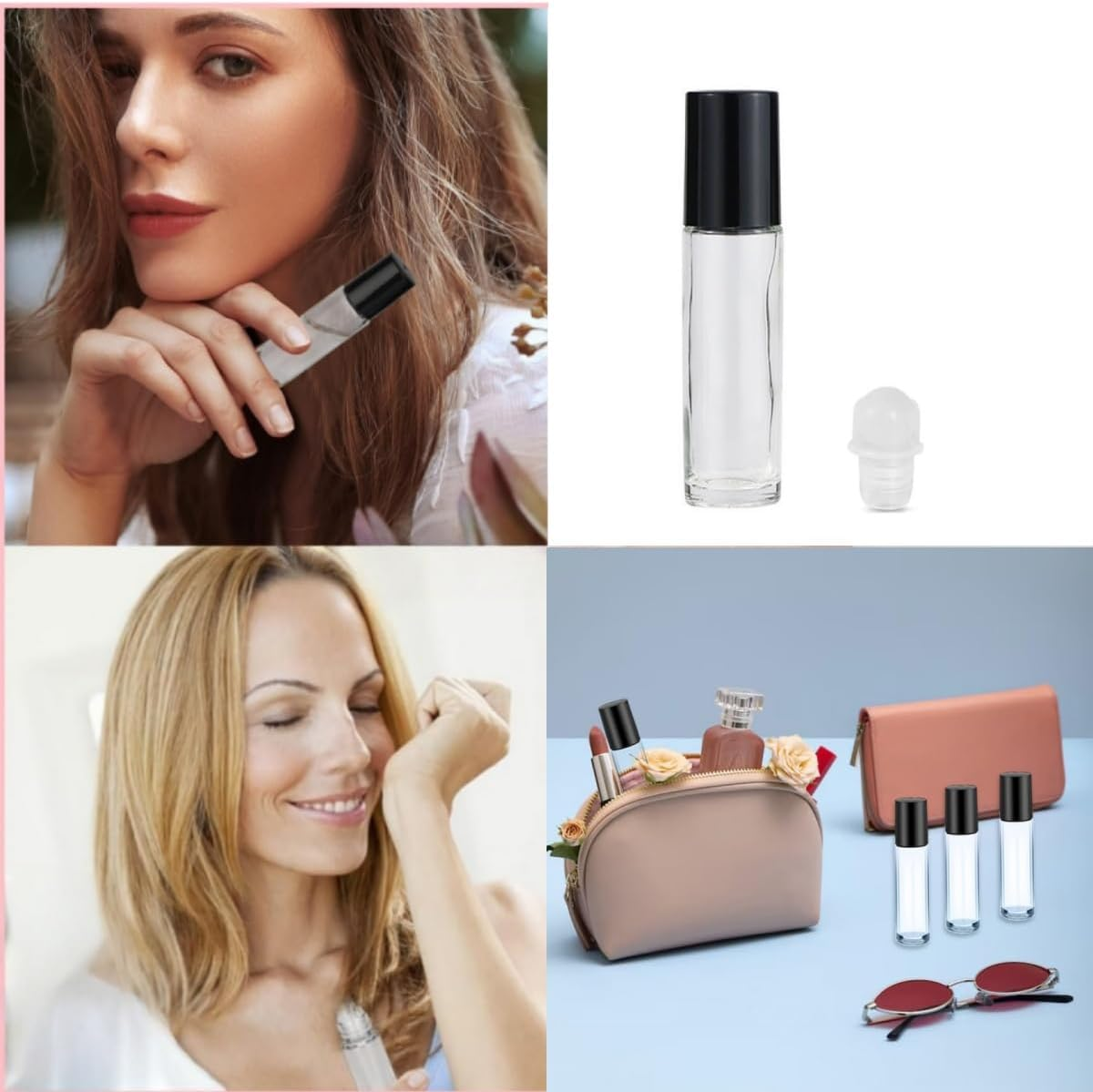 Wujzkisster Essential Oil Roller Bottle 10Ml 10 Pieces, Empty Clear Glass Roller Bottles for Essential Oils Leak Proof, Refillable