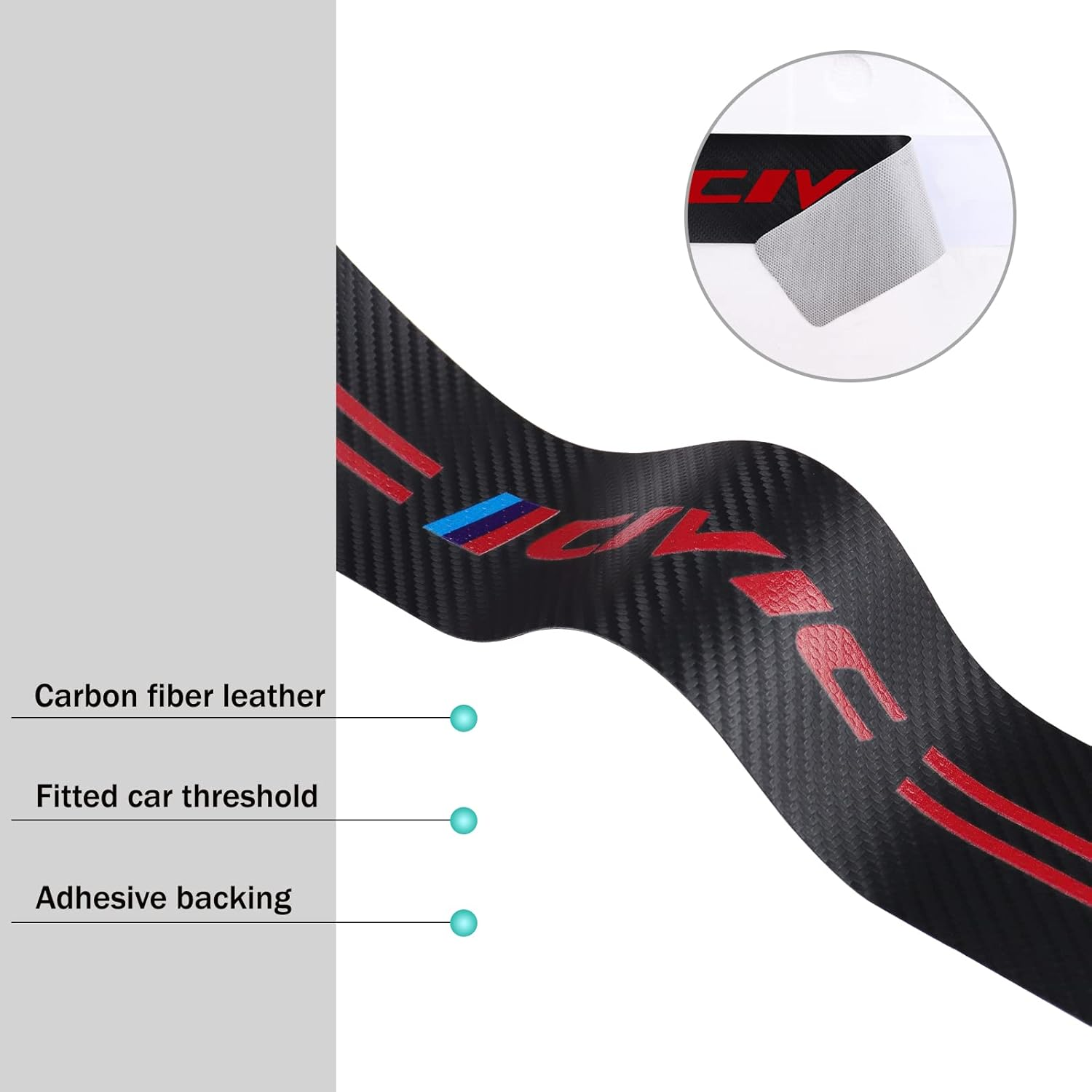 Honda Civic Accessories: Sill Protector and Guard - Compatible, Scuff Plate, Decoration (Red Black) image number 3