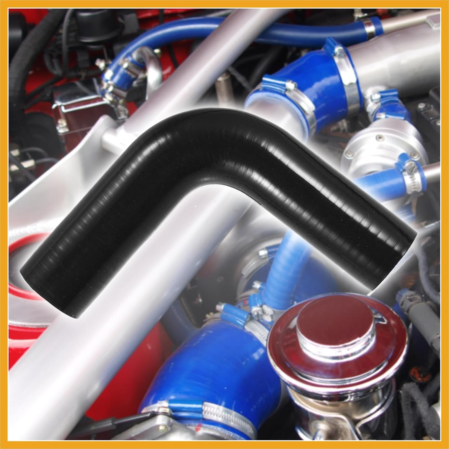 40Mm 1.57" ID 90 Degree Elbow Silicone Reducer Hose Pipe Bend Turbo Water Intercooler Black image number 2