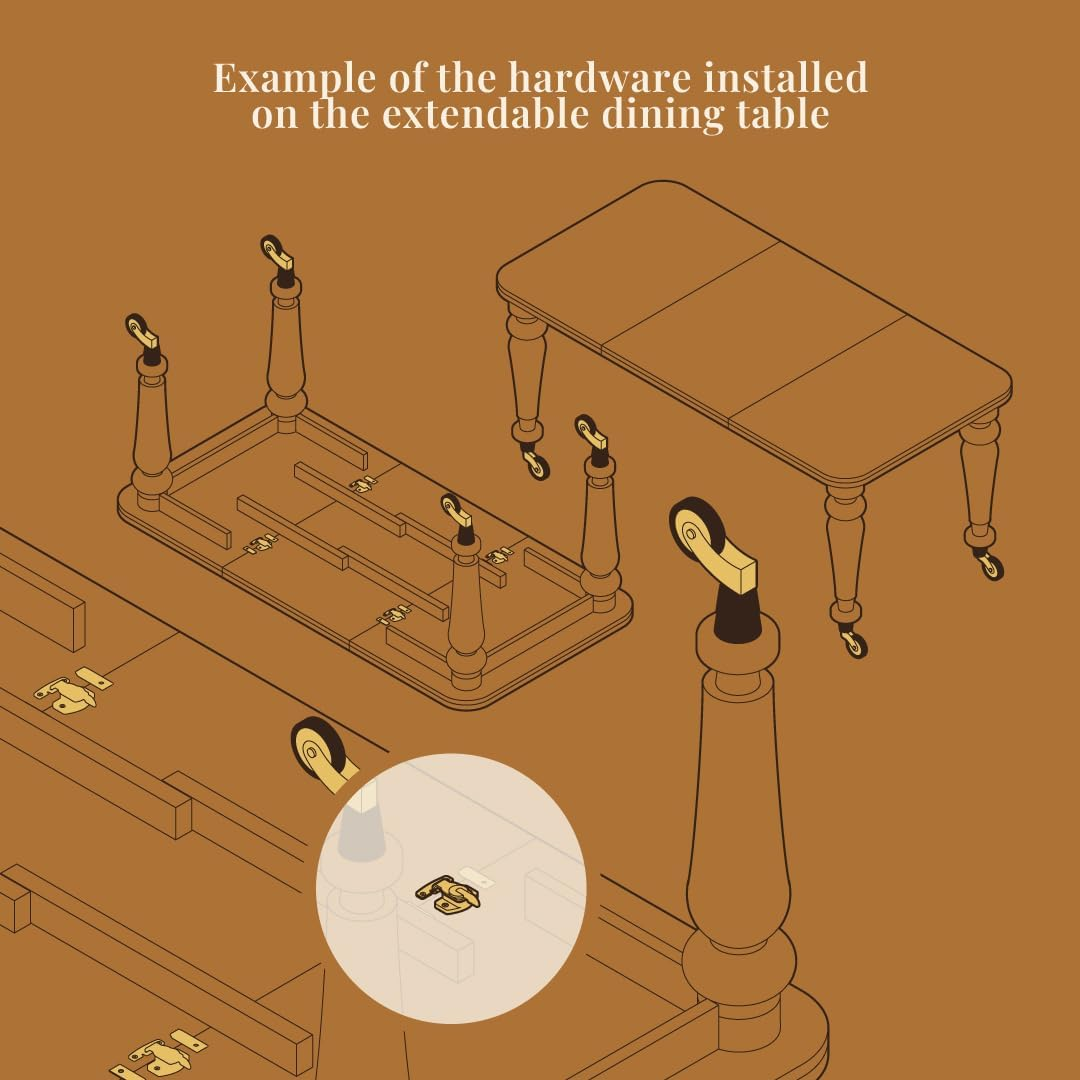 Steel Brass Plated Table Buckles Connector Cam-Type Table Leaf Lock | Dining & Cabinet Table Lock, Hardware Accessories for Vintage & Modern Furniture | TL-8 image number 3