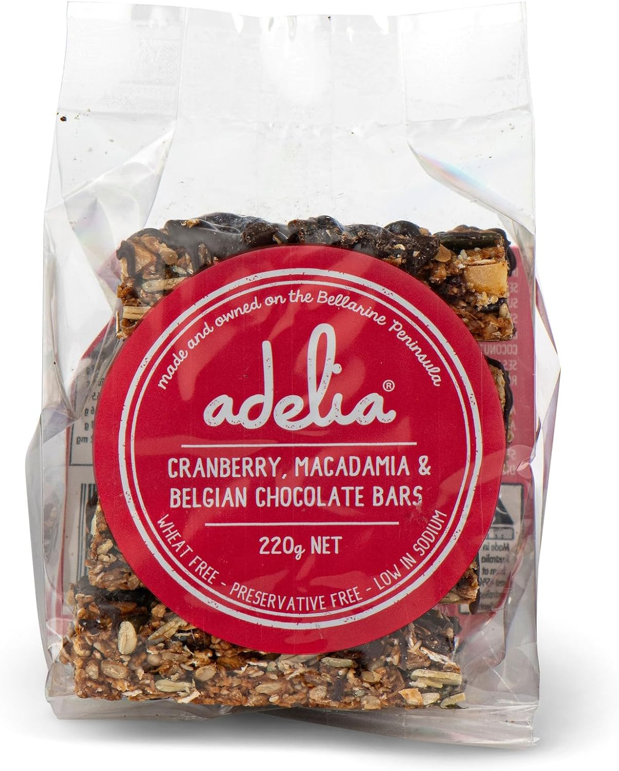 Adelia Fine Foods - Cranberry, Macadamia & Belgian Chocolate Bars 4 Pack, 220G image number 4