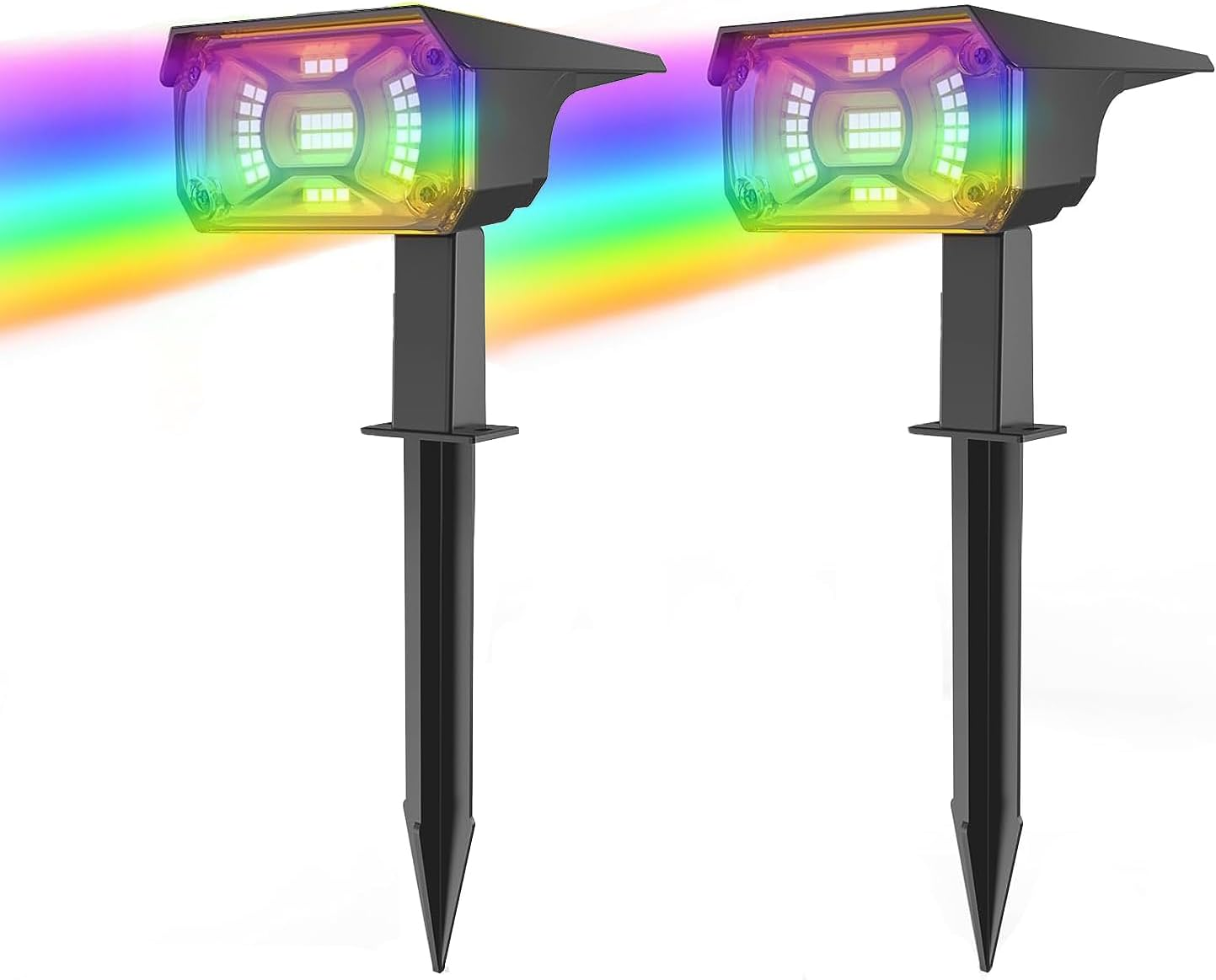 Xmart Solar Garden Lights Outdoor Waterproof IP68 RGB Color Changing 7 Lighting Modes Solar Landscape Spotlight Powered Yard Spot Driveway Auto On/Off Solar Light for Christmas outside Walkway（2 Pack） image number 6