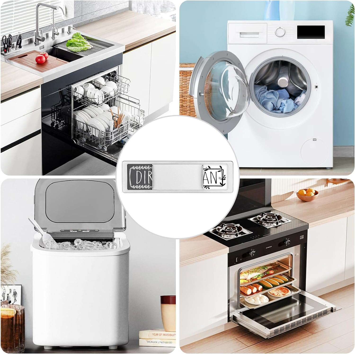 Dishwasher Magnet Clean Dirty Sign,Clean Dirty Sign Indicator with Slide Design with Double-Sided Sticker Ideal Signs for Any Home or Office Kitchen(Art Font Silver) image number 3