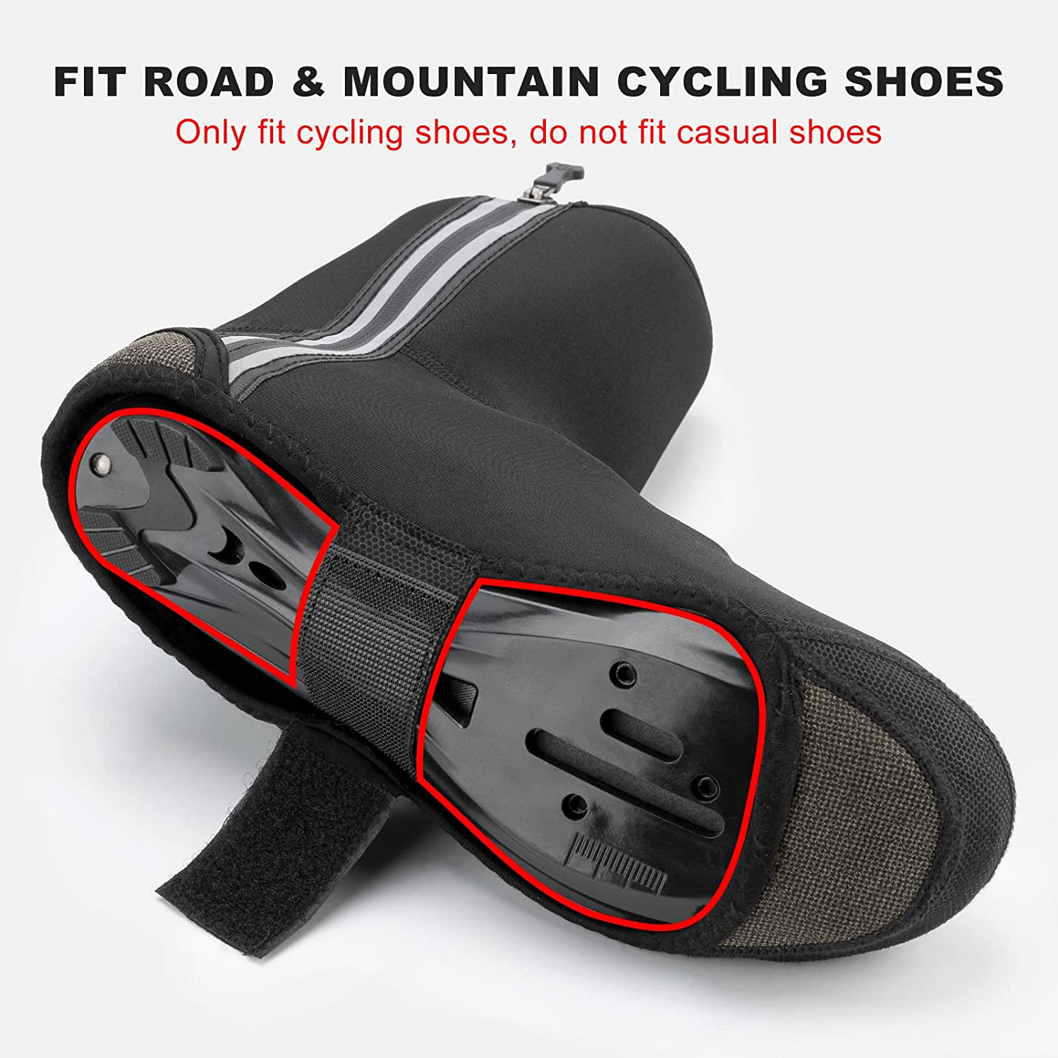 ROCKBROS Cycling Shoe Covers Winter Shoes Cover Warmer Water Resistant Thermal Bike Shoes Cover Windproof Bicycle Overshoes Shoescover for Men Women image number 4