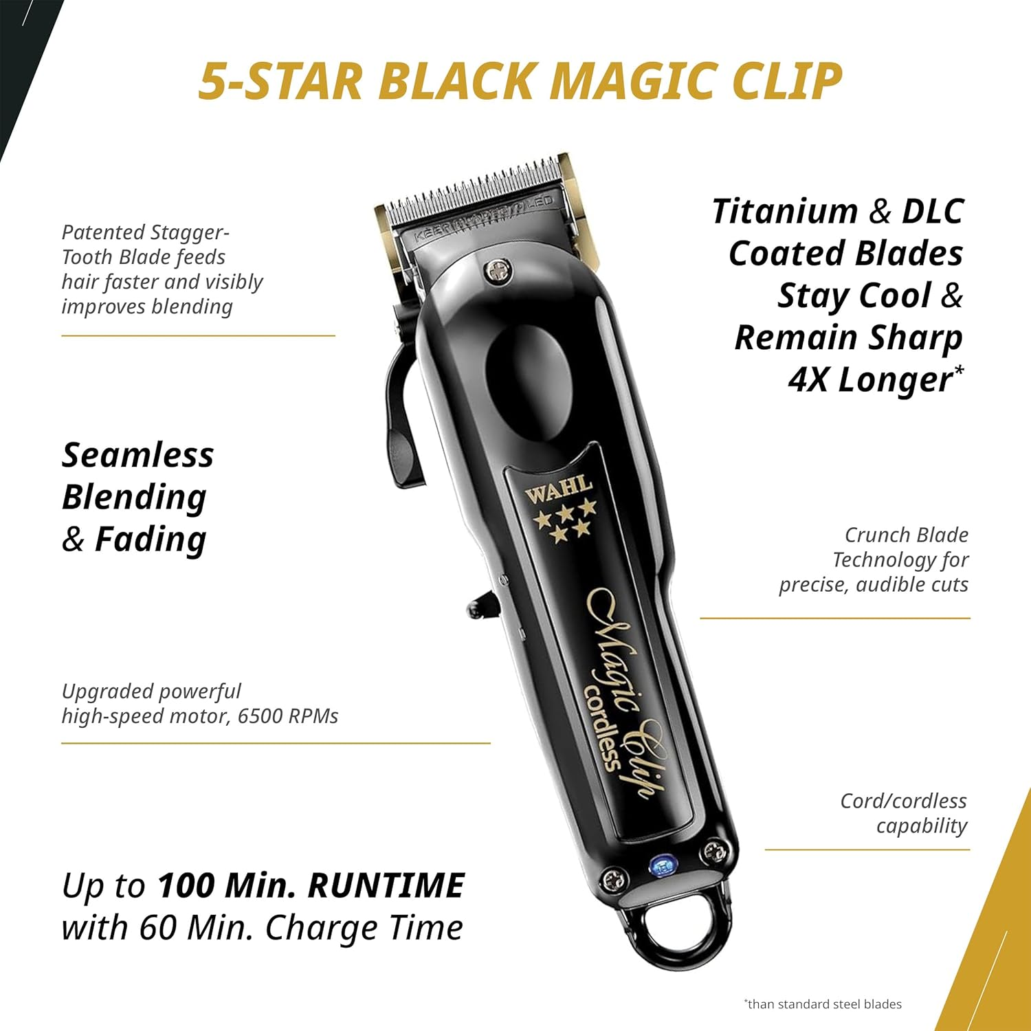 Wahl Professional Cordless Barber Combo Includes Magic Clip Blending Clipper and Detailer Li Trimmer 100 Min Runtime image number 4