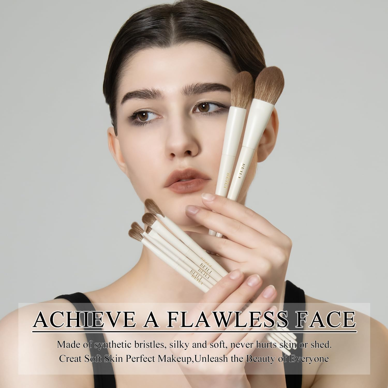 BEILI Makeup Brushes 15 Pieces Professional Makeup Brushes Premium Plastic Makeup Brush Set for Contour Concealer Foundation Eyeshadow Blending Liner Powder Blush image number 4