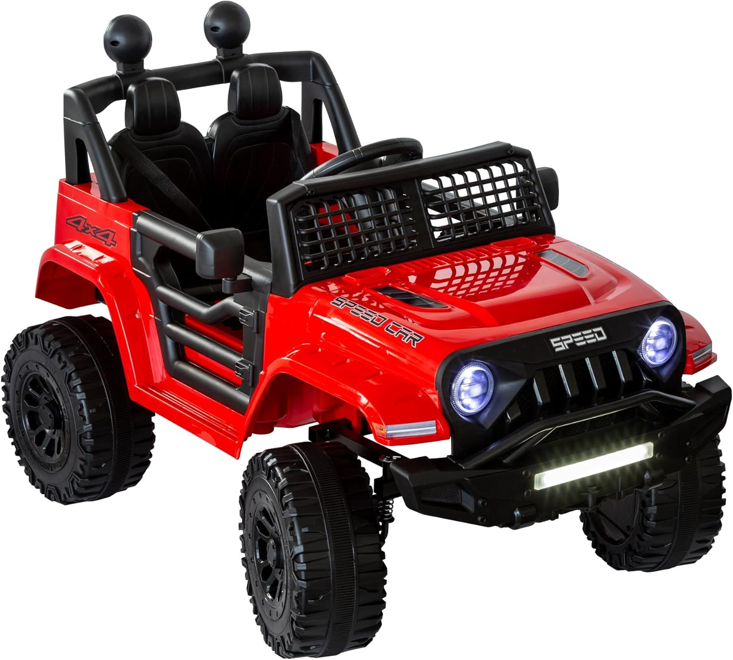 Lenoxx Jeep-Inspired Design Ride-On Electric Car &ndash; Forward and Reverse Controls, Realistic Jeep Styling, Safe and Fun for Kids, Battery-Powered, Ideal for Outdoor Adventures and Play - Red