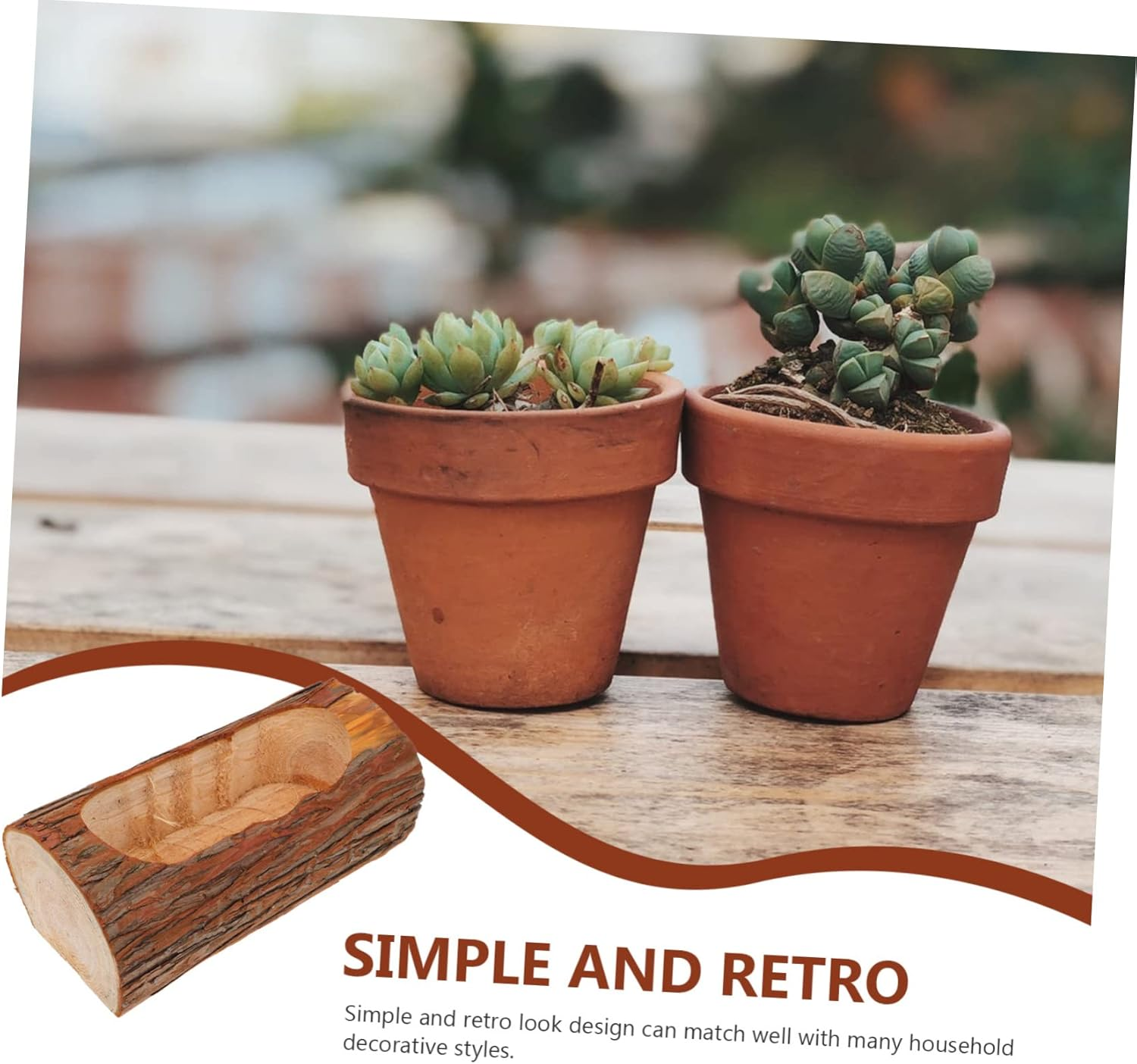 Rustic Wooden Flowerpot for Outdoor Plant Succulent Garden Decor Plant Pot