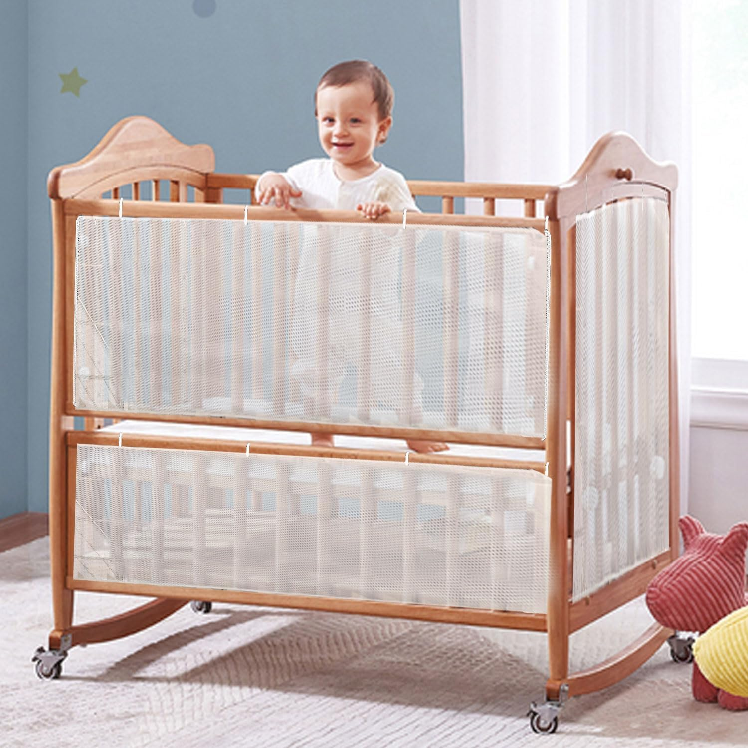 Child Safety Net Durable Banister Guard for Baby Stair Railing Mesh Baby Gate for Stairs Balcony and Stairway Protection for Baby Proofing Dog Gate for Stairs - White, 90Cm X 4.5M (2.95Ft X 14.76Ft) - 90 X 450Cm image number 6