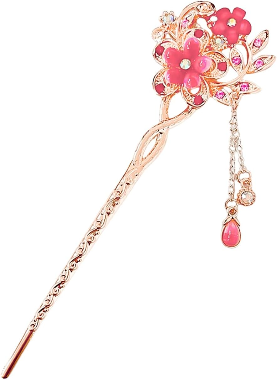 1 Piece Pink Flower Hairpin Retro Hair Accessories Rhinestone Hair Accessories Hairdressing Decoration Women Hair Accessories for Women image number 5