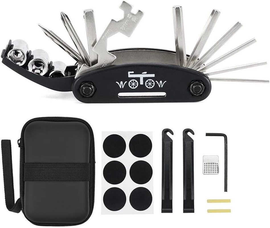 WOTOW 16 in 1 14 in 1 Multi-Function Bike Bicycle Repair Tool Kit Allen Wrench with Tire Pry Bars Rods
