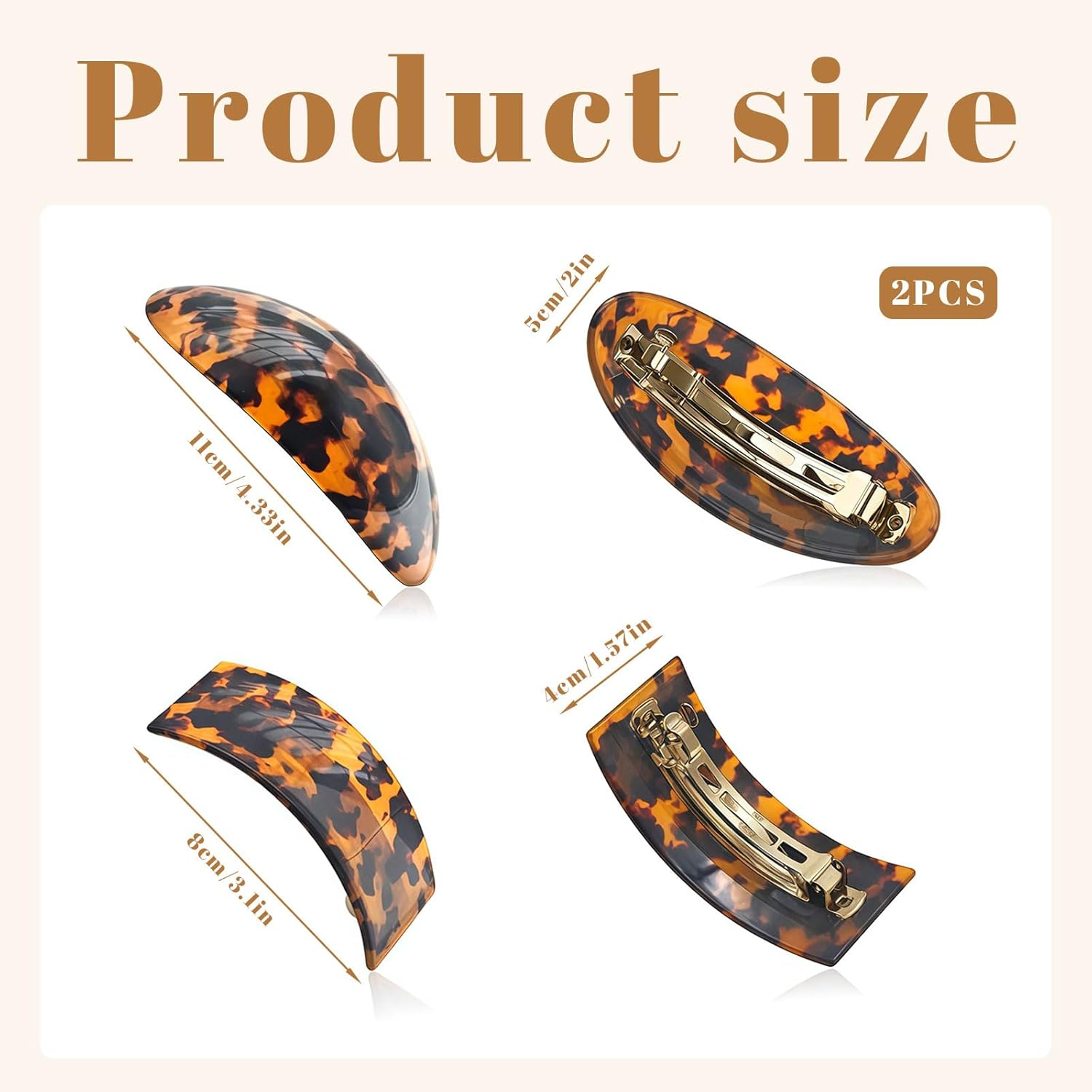 Xanthelle Hair Slides for Women, 2 Pieces Large Hairpins and Flat Hair Clip as Flat Clips with Hair Slide for Women and French Hair Slide