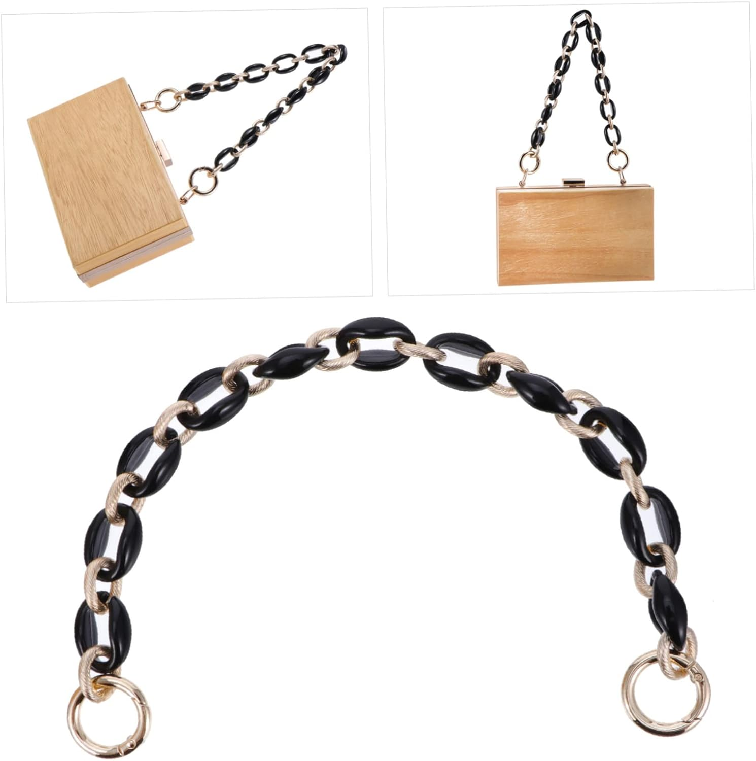 TEHAUX 3Pcs Short DIY Purse Handle Strap Bag Chain Replacement Handbag Decoration Chain Purse Handle Strap DIY Bag for Handbags Accessories for Luggage image number 2