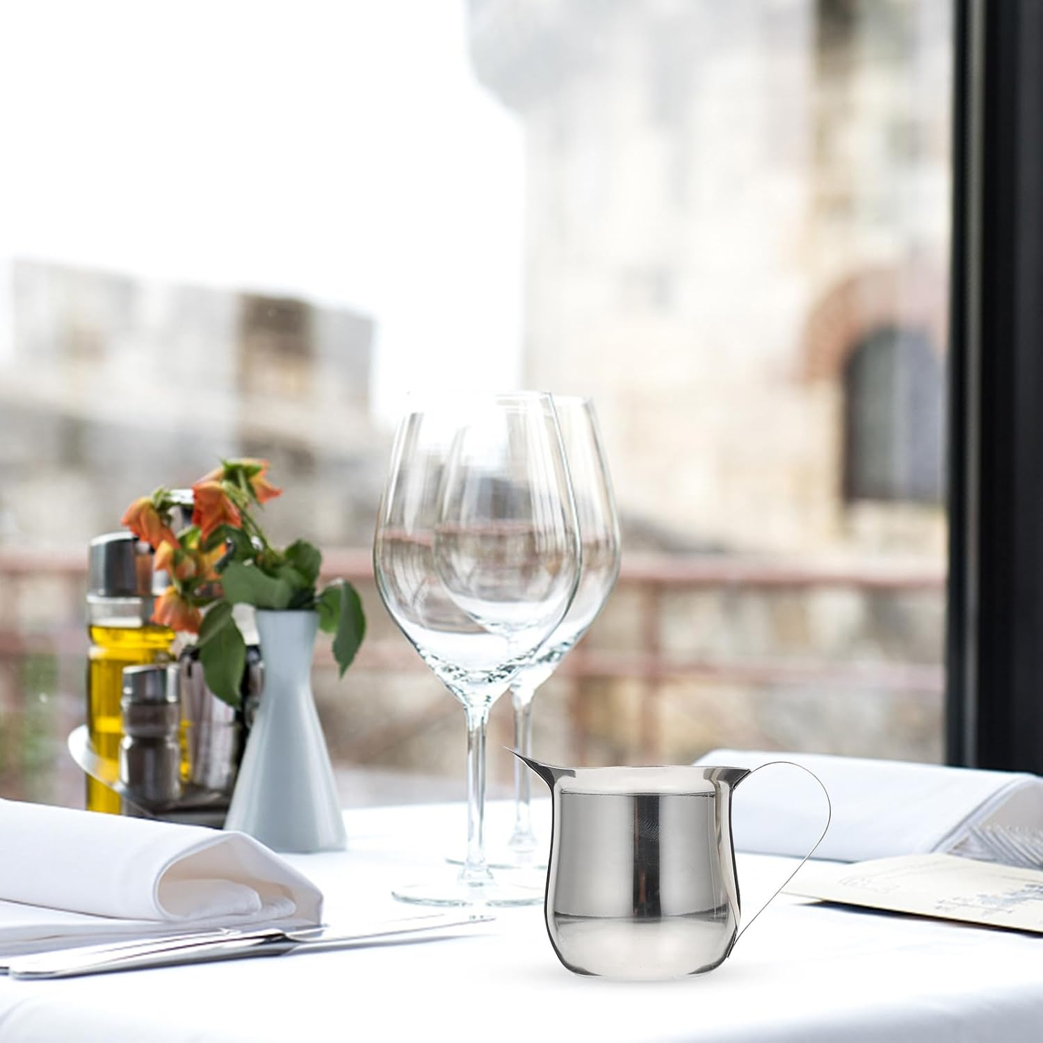 ROMISBABA Stainless Steel Milk Jug 60Ml Sauce Cup Small Milk Frothing Pitcher for Coffee Espresso Syrup Serving in Home Kitchen image number 2