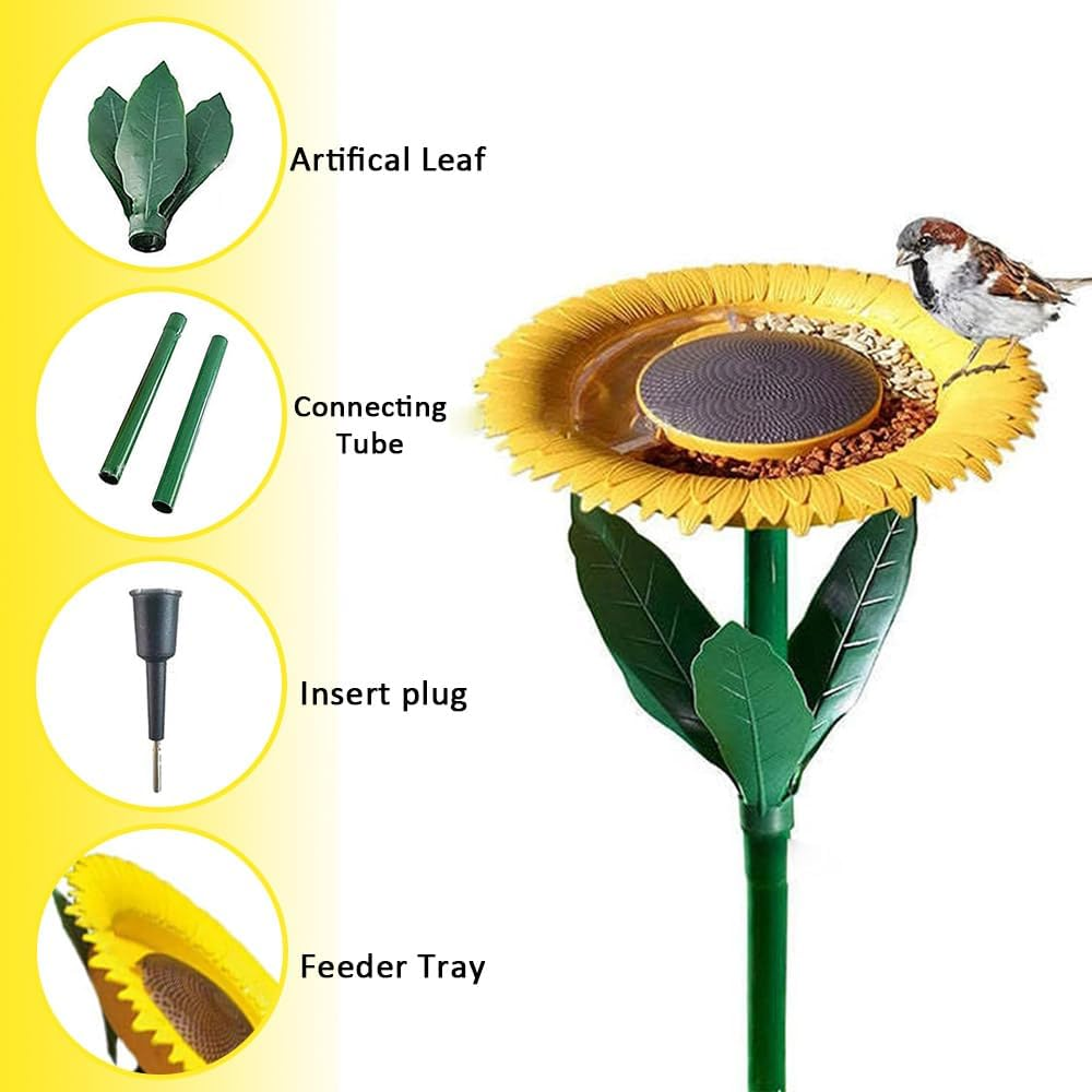 Sunflower Bird Feeder,Flower Shape Bird Feeding,Bowl Bird Feeder,Vertical Bird Feeder,Courtyard Decorations,For Nature Lover, Wild Bird Watcher,Garden,Patio image number 6