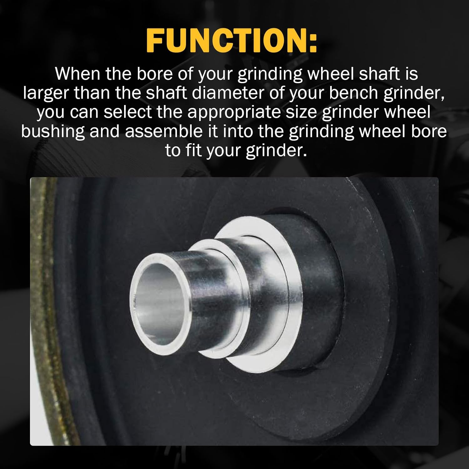 Reducing Bushing Arbor Adapters Fit for Bench Grinding Wheel or Sanding Wheel Arbor Hole 1" Thick from 1-1/4" to 1", 3/4", 5/8", 1/2" Arbor Aluminum image number 5