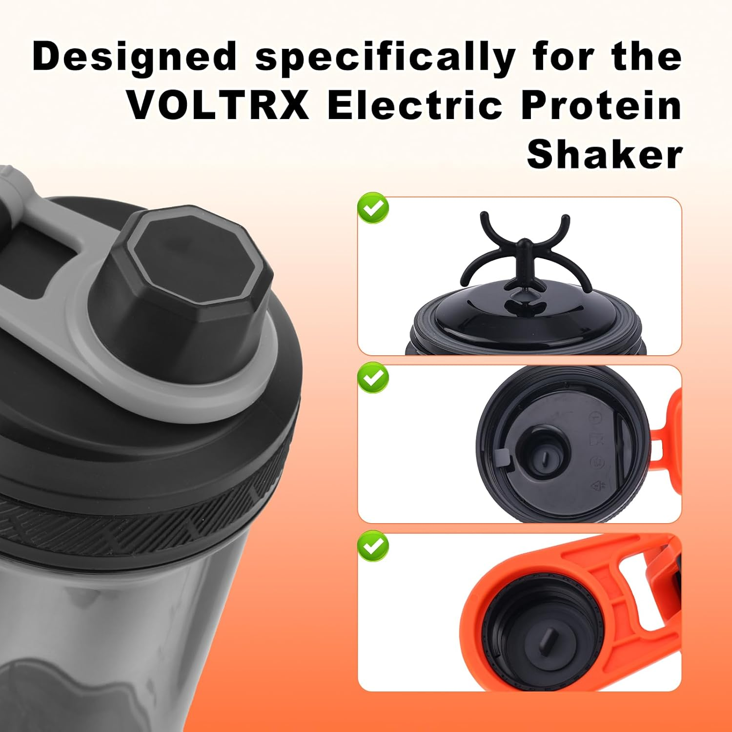 6 Pieces Replacement Gasket Compatible with VOLTRX Electric Protein Shaker Bottle 24Oz, Leakproof Gaskets Sealing Parts Silicone BPA Free Sealing Ring for Spout Lid image number 5