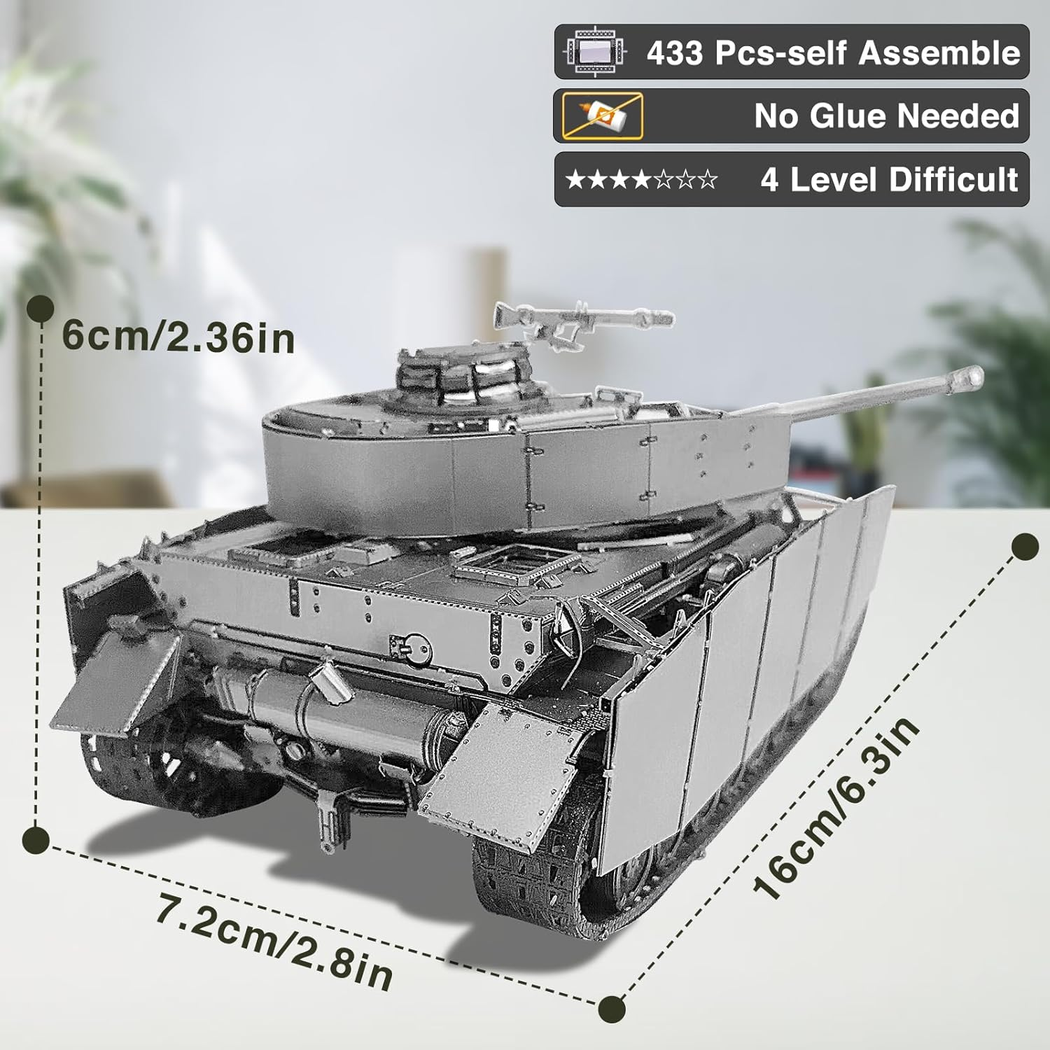 Piececool Metal 3D Puzzles for Adults, Germany Panzer IV Tanks Model Building Kits (1:48 Scale), DIY Assembling Arts and Crafts, Best Christmas Birthday Gifts image number 3