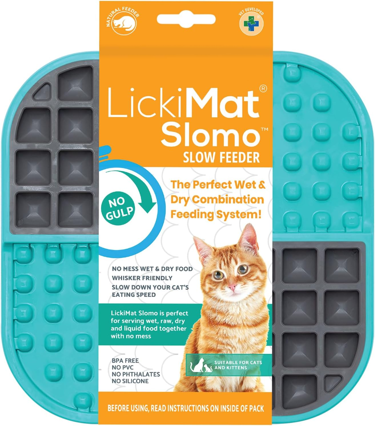 Lickimat Slomo, Cat Slow Feeder Lick Mat, Boredom Anxiety Reducer; Perfect for Food, Treats, Yogurt, or Peanut Butter. Fun Alternative to a Slow Feed Cat Bowl or Dish, Pink