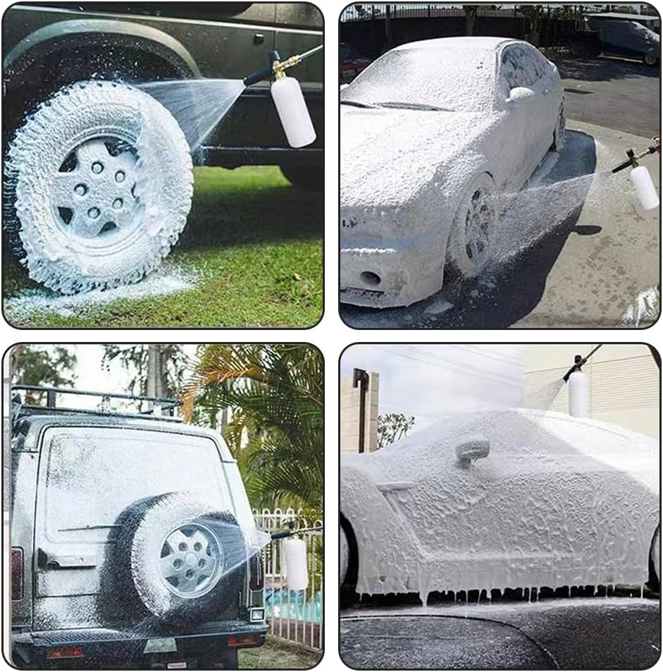 High Pressure Washer Foam Cannon Kit with 1/4&rdquo;Standard Quick Connector,1 L Bottle Snow Foam Lance,5 Adjustable Pressure Washer Spray Nozzle Tips for Car Floor Deck Windows Cleaning image number 2