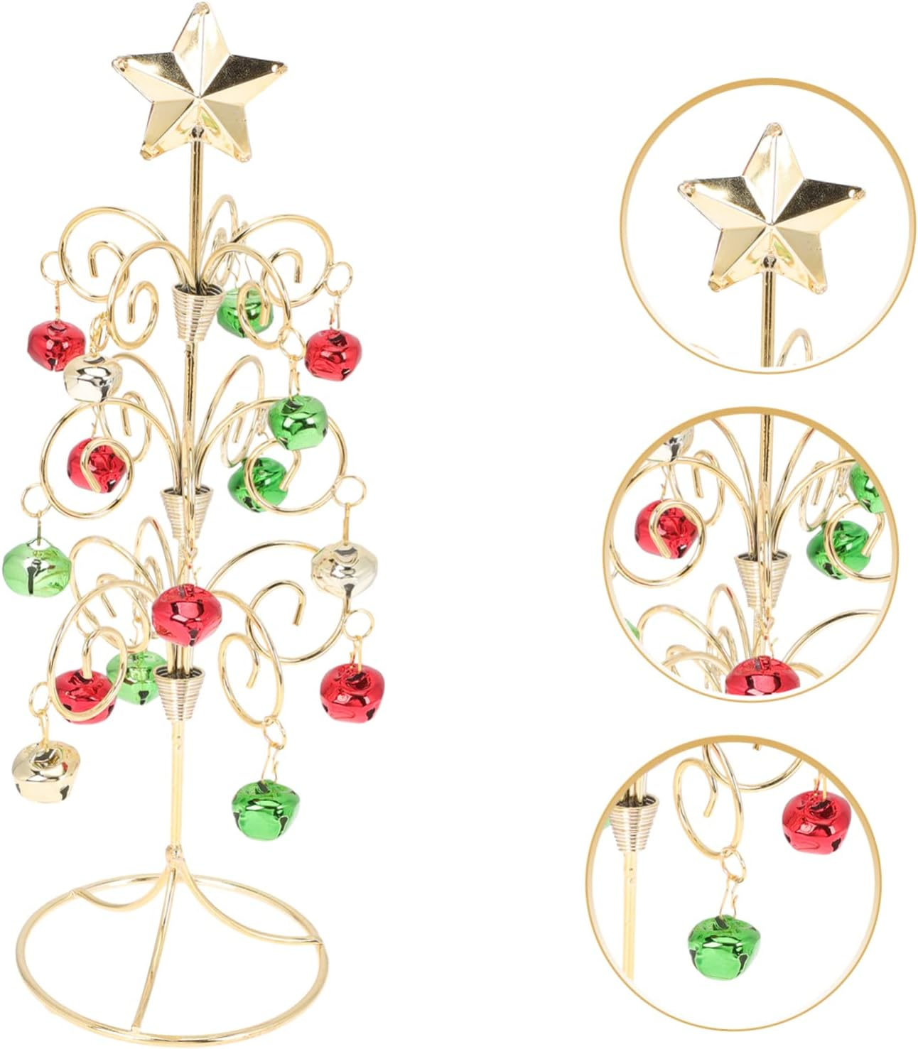 Metal Mini Christmas Tree Table Top Xmas Tree Gold Ornament and Lights image number 4