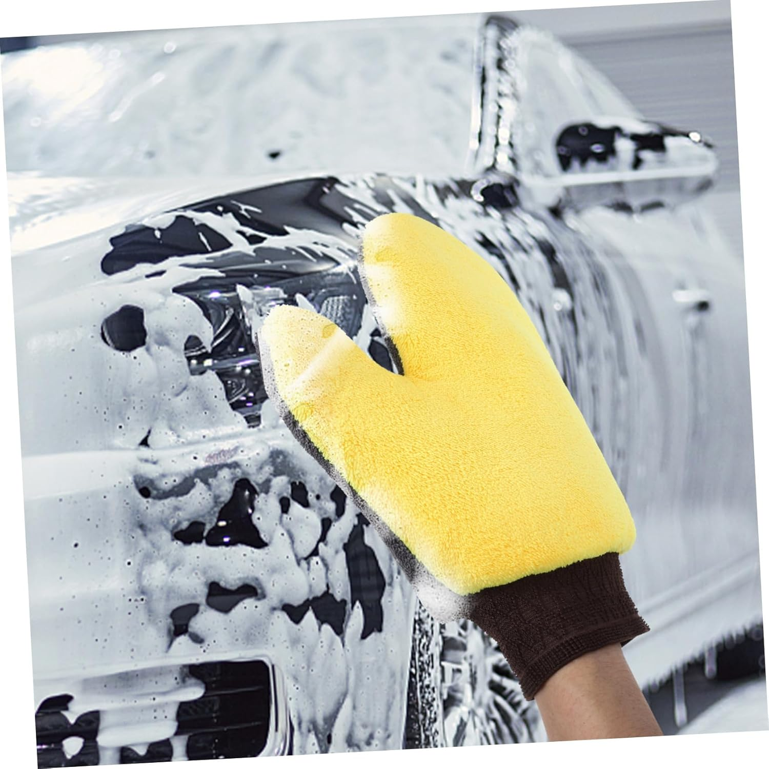 OFFSCH 2Pcs Car Wash Gloves Mitt with Special Coral Fleece Material Double Sided Cleaning Mitts for Hard to Reach Auto Surfaces Comfortable and Maneuverable Dusting Gloves image number 2