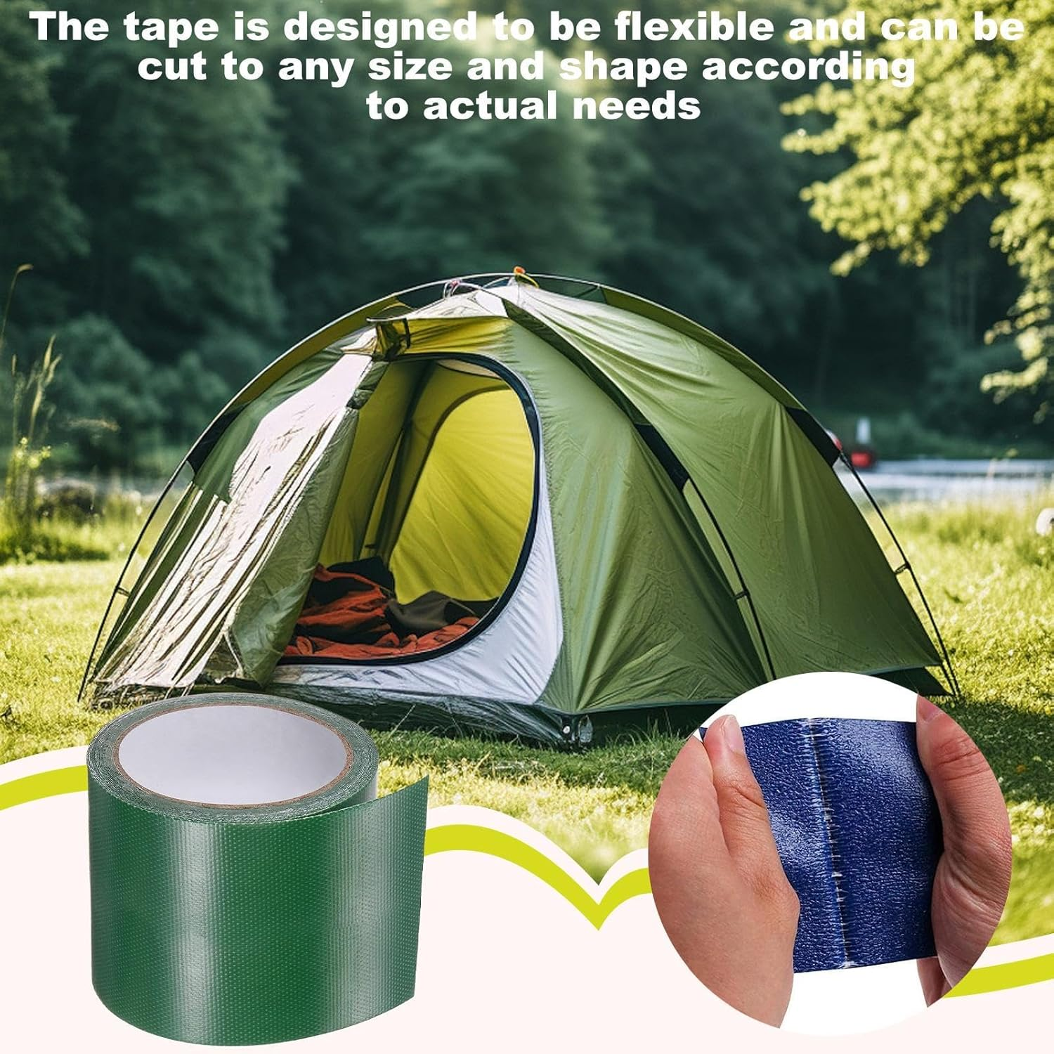 Tent Patch | Waterproof Tenacious Repair Tape | Multipurpose Heavy Duty outside Repairing Supplies, Heat-Resistant Tear Repairing Pctch for Tents, Tarpaulins, Canvas image number 5