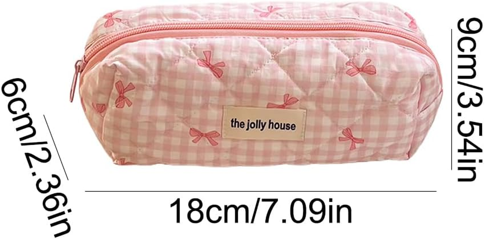 AZURAOKEY Quilted Makeup Bag Pink Bows Cosmetic Bag for Women Quilted Cotton Makeup Bag Set, Portable Coquette Aesthetic Toiletry Bag with Zipper, Cute Bows Travel Toilet Bag, Pink, S, Fashion image number 4